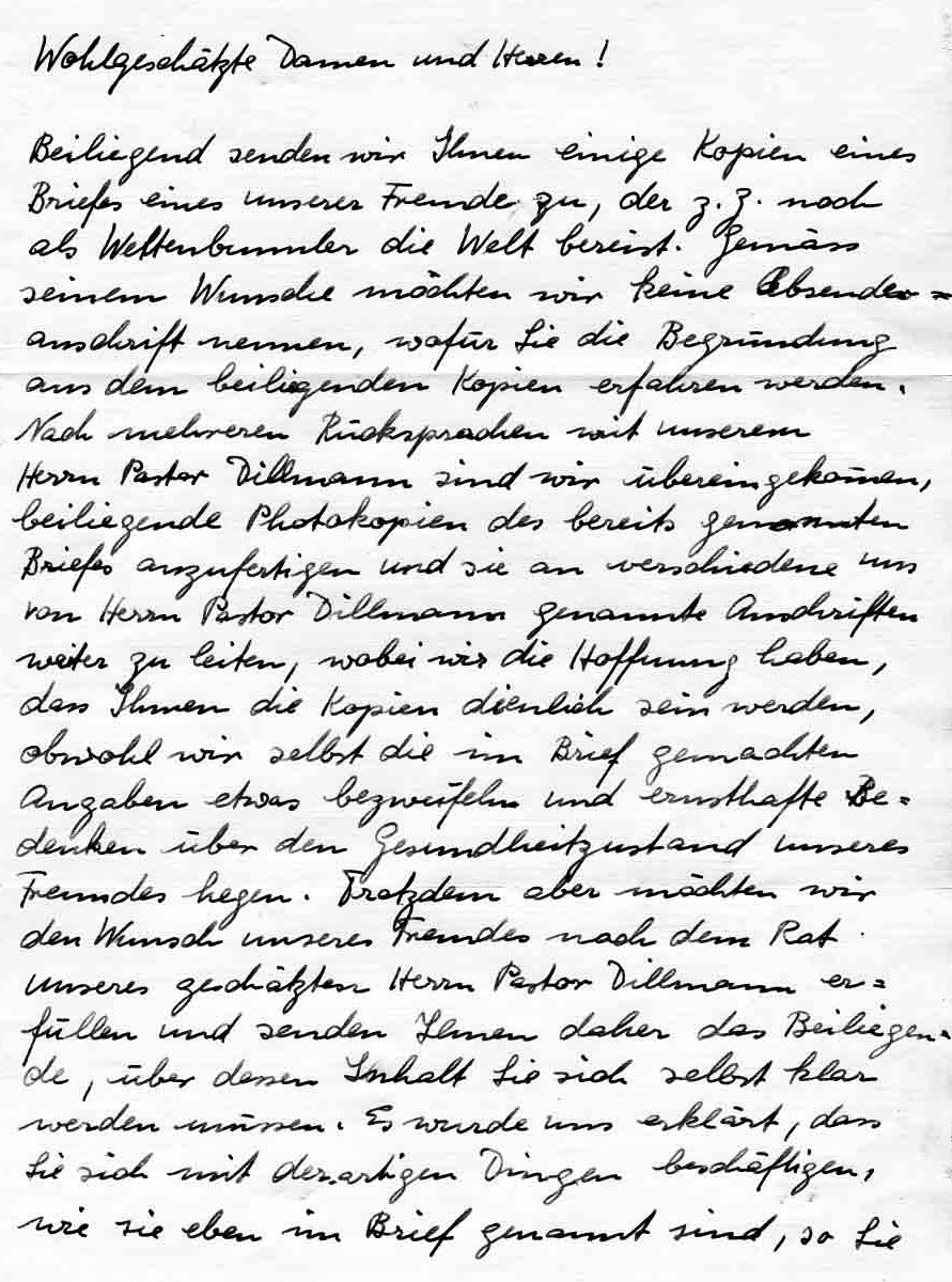 Original Letter – Page 1 of 2